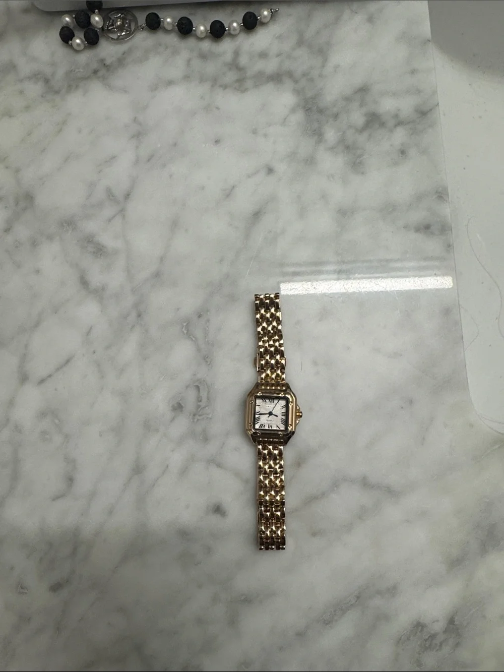 Classic Gold-Tone Women's Link Watch with White Dial